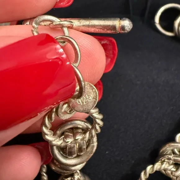 Italian 925 Sterling Silver Vermeil Round Multi-Link Bracelet - Picture 4 of 4